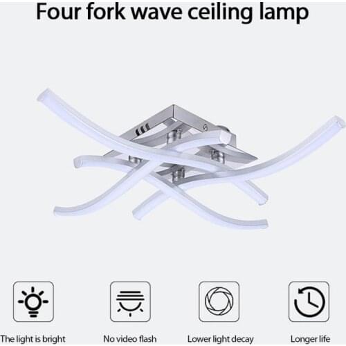 Household LED Ceiling Lamp Three Or Four Prong Wave Lighting Lamp Living Room Ceiling Lamp Bedroom Lamp 12/18/24W
