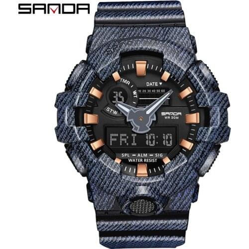 SANDA Sports Mens Watches Top Brand Luxury Military Quartz Watch for Men Waterproof S Shock Wristwatches Relogio Masculino 700