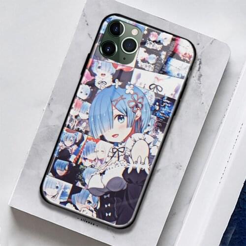 Re Zero Rem Anime Aesthetic Soft Silicone Glass for IPhone SE 6 6s 7 8 Plus X XR XS 11 12 Mini Pro Max Phone Case Cover Shell