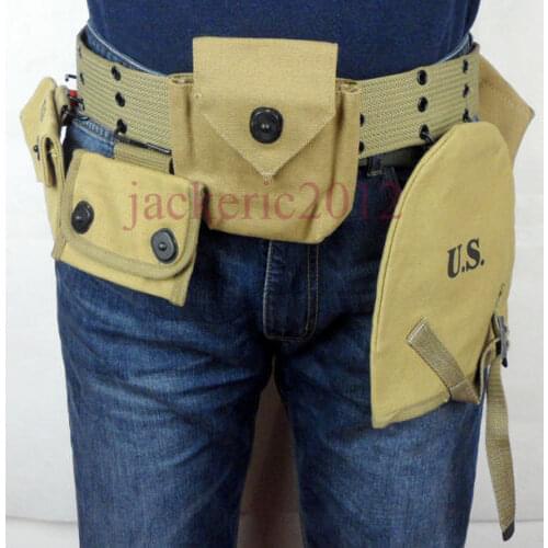 WW2 WWII US ARMY SOLDIER FIELD GEAR EQUIPMENT BELT SHOVEL CANTEEN COMPASS CASE COVER POUCH - World military Store
