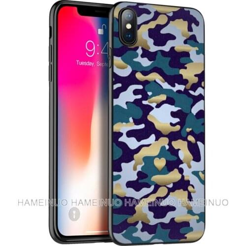 Black tpu case for iphone 5 5s SE 2020 6 6s 7 8 plus X 10 XR XS 11 pro MAX silicon cover Camouflage Pattern Camo Army
