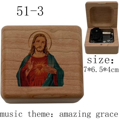 Wooden amazing grace music wind up Music Box Wife Husband Holiday church Gift Home Christian Music Box Decoration
