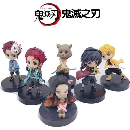 Demon Slayer 6pcs / set kamado nezuko kamado tanjirou rengoku kyoujurou mini version PVC action figure model boy toys