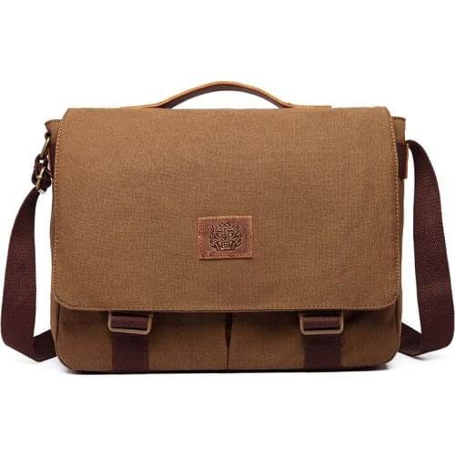 Canvas bag mens Single Shoulder Bag Messenger briefcase Vintage handbag European and American computer bag leisure business tra