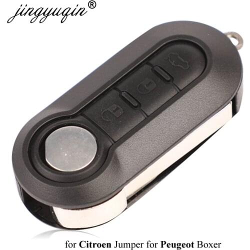 Jingyuqin 3 Button Remote Flip Folding Key Fob Shell for Citroen Jumper Nemo Fit Peugeot Boxer Bipper 2008-2015 Replacement Case