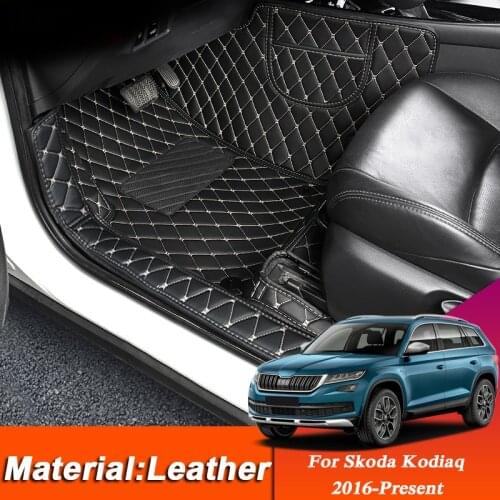 Car Styling Custom Foot Mat For Skoda Kodiaq 2016-Present LHD Leather Floor Protect Waterproof Pad Internal Auto Accessories