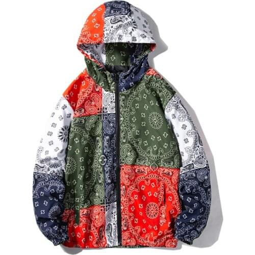 Spring Autumn Fashion Men Jacket Hooded 2021 New Patchwork Casual Mens Bomber Jacket Outdoor Mens Coat Casual Print Windbreaker