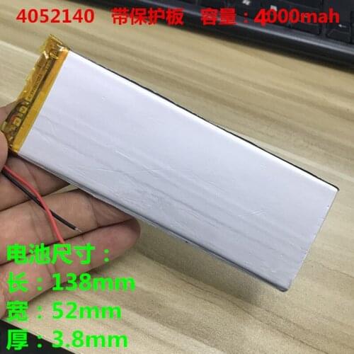 4050140 lithium battery 4052140 3.7 V4000MAH polymer lithium battery strip lithium battery