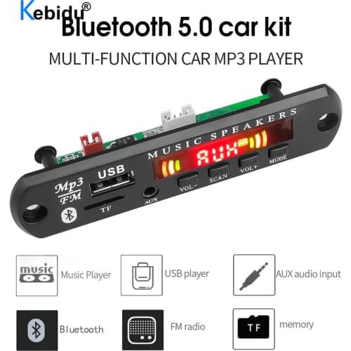 Bluetooth 5.0 MP3 WMA Player Decoder Board 7V-18V Car FM Radio Module Support FM Radio TF USB AUX 3.5 Recorders For Speaker