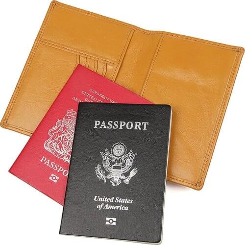 Men RFID Vintage Business Passport Covers Holder Multi-Function ID Bank Card Cow Leather Wallet Case Travel Accessories
