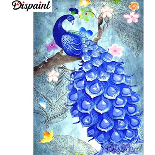Dispaint Full Square/Round Drill 5D DIY Diamond Painting "Animal peacock" Embroidery Cross Stitch 5D Home Decor A11497