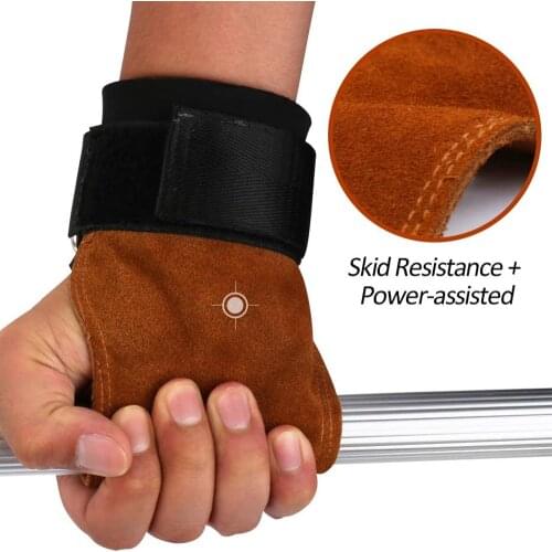 Workout Gloves Heavy Duty Grips Gym Fitness Gymnastics Weight Lifting Gloves Anti-Skid Palm Protection Adjustable Straps Wrist