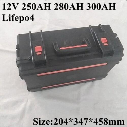 Portable 12V 300Ah 250Ah 280Ah Lifepo4 Lithium Battery 12V BMS for Trolling Motor Motorhome Solar System RV+ 14.6v 20A Charger