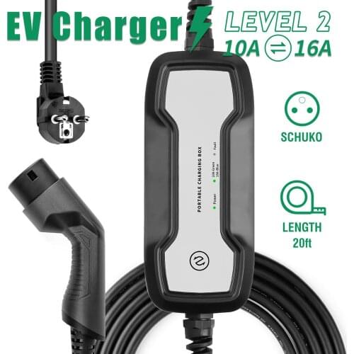 Type 2 Portable EV Charging Box 10A/16A Swichable Electric Vehicle Car Charger IEC 62196-2 220V EVSE Charging Station Dropship