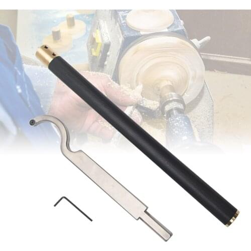 Foxbc Swan Neck Hollow Turning Tool Set with Handle Carbide Tipped Lathe Chisel with 8.9mm Round Carbide Insert Cutter