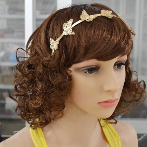 Classic Metal Gold Leaf Butterfly Women Wedding Hair Headbands Western Fashion Retro Hair Bands For Girls Bride Hair Accessories
