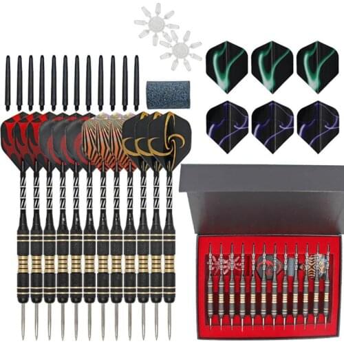 Professional 12PCS 23g Darts Set Plastic Tip Brass Steel Barrels Aluminum Darts Shafts Indoor Entertainment Electronic Dartboard