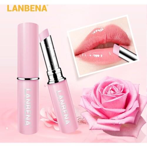 LANBENA Rose Lip Balm Natural Extract Relieve Dryness Fade Lip LinesLong-lasting Nourishing Lip Plumper Daily Use Lip Care