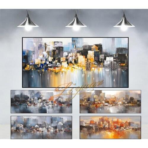 Hand Painted Oil Painting On Canvas Modern Large size Abstract Art Home Decor City Building Decoracion Salon Casa wall art