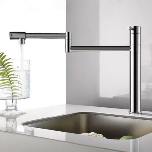 Foldable Kitchen Faucet Hot and Cold Sink Faucet Tap 360 Degree Chrome Kithchen Mixer Brass Material Deck Mounted