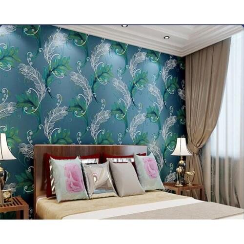 Beibehang papel de parede wall paper Modern simple creative peacock feathers environmental nonwovens background wall wallpaper