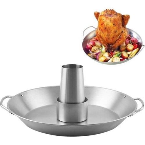 Chicken Roaster Rack With Bowl Carbon Steel Beer Can Chicken Turkey Roaster BBQ Grill Rack Stand Holder Tray Barbeque Accessorie
