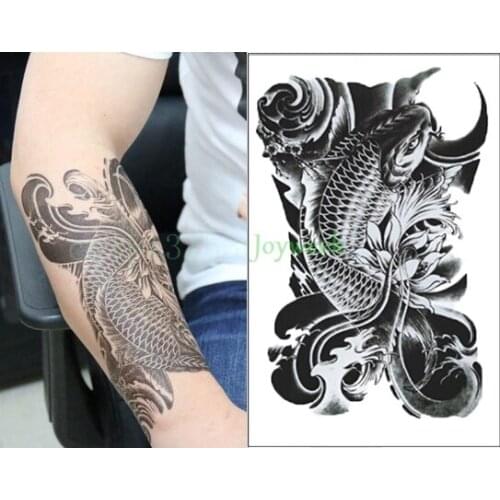 Waterproof Temporary Tattoo Sticker big size carp tatto stickers fish flash tat0o fake tattoos