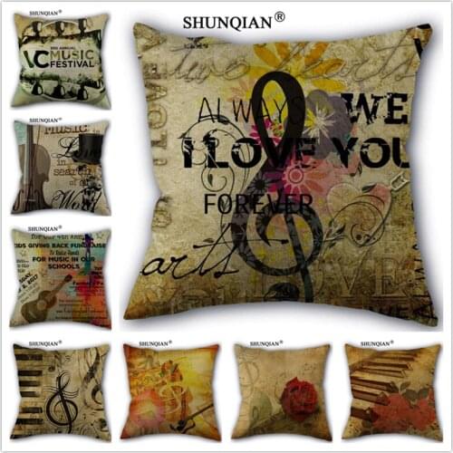 WJY424 Retro style music pillowcase Custom Throw Pillow Case 45x45cm Printed Covers Bed Home Cojines Almofada