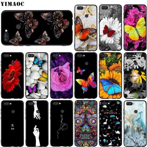 YIMAOC Butterfly on Roses Flower Case for Huawei Mate 10 P8 P9 P10 P20 P30 P Smart Lite Pro Mini 2017