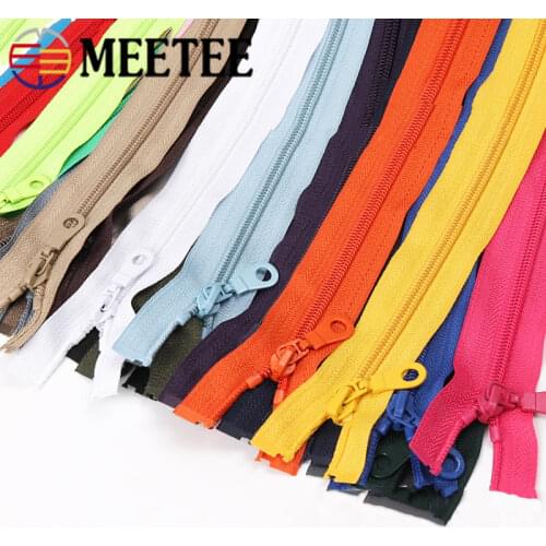 Meetee 10pcs 70cm/80cm Single Open-End Nylon 5# Zipper Auto Lock Zips for Jacket Sportswear Sew Zippers DIY Garment Zip Material