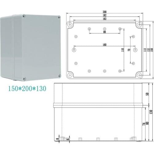 200*150*130mm Waterproof Plastic Junction Box Outdoor Enclosure Box Electronic Housing Instrument Case ABS