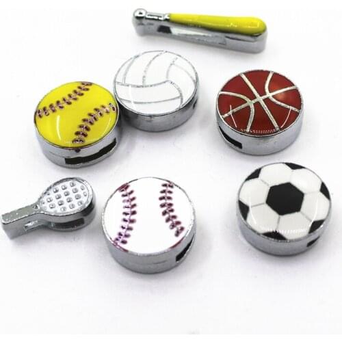 2018 New Arrival 50pcs/lot Ball Sports Slide Charms Alloy Fit 8mm DIY Bracelets Belts Wristband & Bracelet Jewelry
