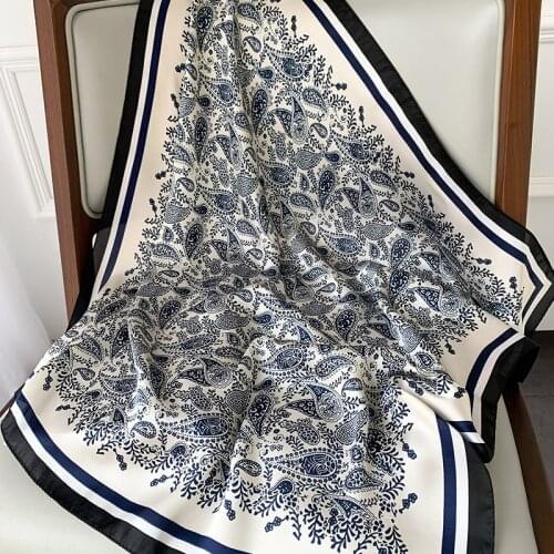 2021 Fashion Kerchief Silk Satin Neck Scarf For Women Print Hijab Scarfs Female 70*70cm Square Shawls and Wraps Scarves For Lady