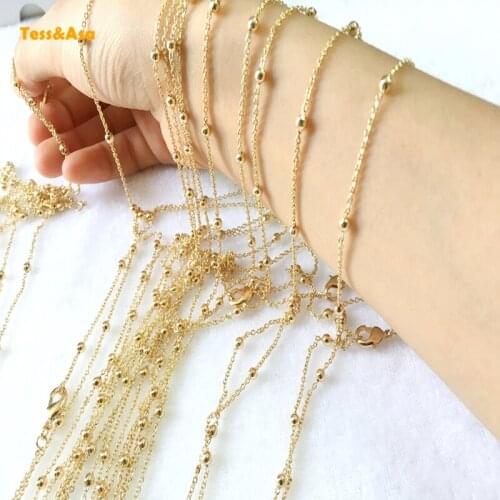 3pcs Stainless Steel Chain Necklace Fashion Golden Chain Satellite Chain Oval Bead Link Chain 26 Inches DIY Pendant Necklace