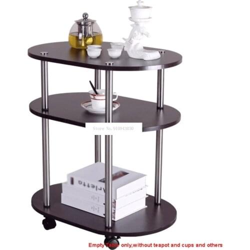 3 Layer Modern Movable Oval Shape Tea Table With Wheel Design Living Room Bedroom Sofa Side Corner Low Table With Storage Space