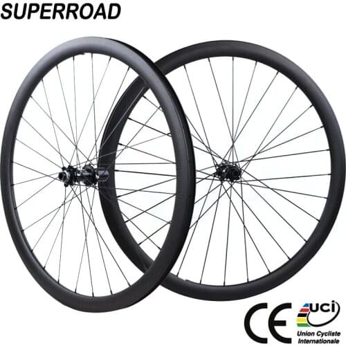 700C 25mm Wide 38mm Deep Taiwan Road Bike Aero Carbon Bicycle Wheels Disc Brake Clincher Tubeless Wheelset