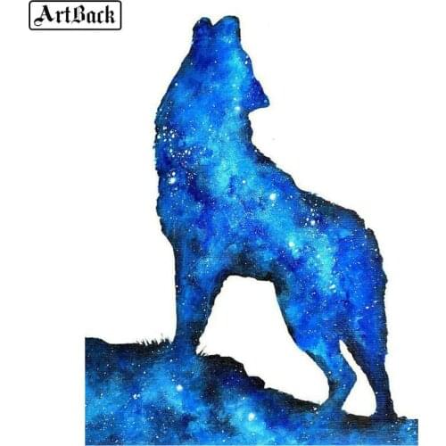 5d diy diamond painting watercolor blue wolf icon full square drill diamond embroidery diamond mosaic cartoon crafts kids gift