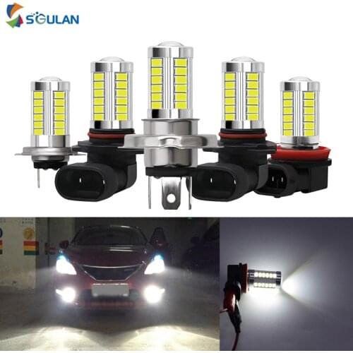 2Pcs Car High Bright LED Lamps 6000k Auto Fog Light H7H8H11 9005 9006 Motorcycle Headlight Car Driving Running Bulbs White Diode