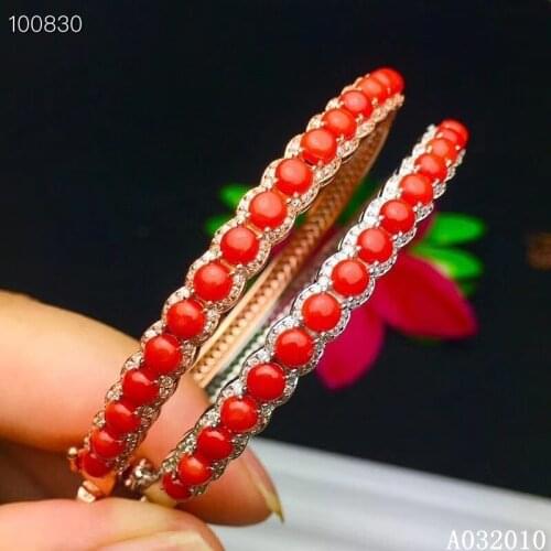 KJJEAXCMY fine jewelry 925 sterling silver inlaid natural red coral bracelet female luxury hand bracelet support testing