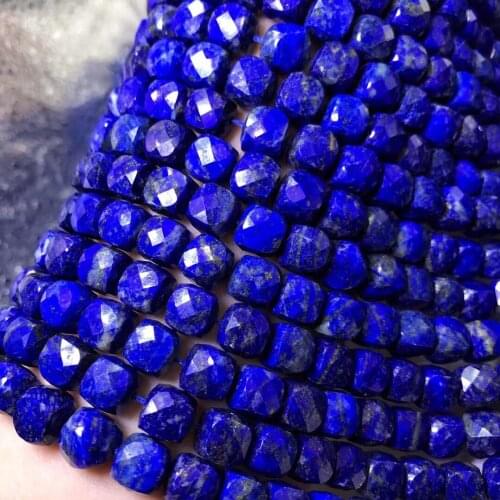 LOOSE BEADS Lapis blue square faceted 8-9mm Wholesale for DIY