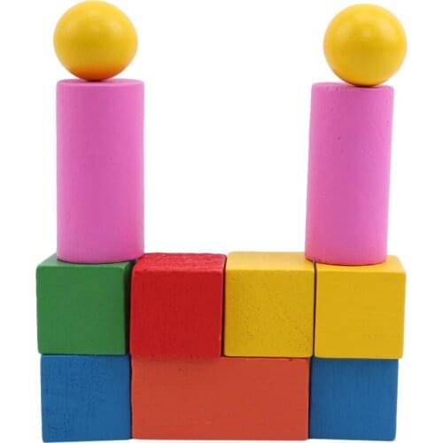 Montessori Wooden Toys Geometry Building Blocks Baby Math Toys Graphic Cognition Kids Early Educational Experiment Teaching Aid