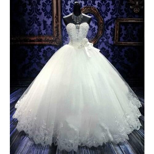 Elegant Lace Neckline A-Line Wedding Dresses 2021 with Appliques White Ivory Bridal Gown Lace Up Back Plus Size Vestido De Noiva