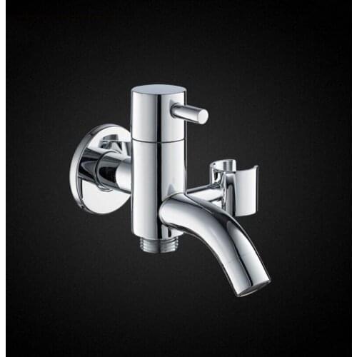 G1/2 Brass Multifunctional Mop Pool Spray Gun Bracket Faucet Dual Use One In And Two Out Water Three-way Single Cold Water Tap