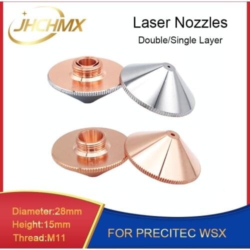 JHCHMX WSX Hans Laser Nozzles Single/Double Layer Dia.28mm H15 M11 Caliber 0.8-4.0mm for Precitec Nozzles P0591-571-0001