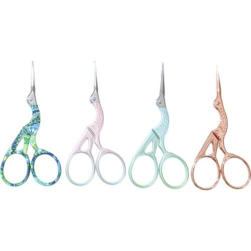 Creative Stainless Steel Scissors Stork Embroidery Sewing Eyebrow Waxing Nail Art Tool