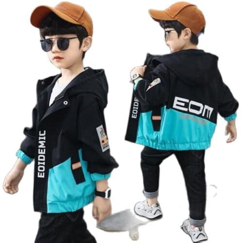 Boys Spring-fall jacket children tops 3-13Y baby boys windbreaker kids school wear long sleeve hooded waterproof chil outwear