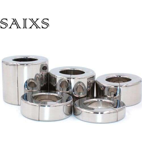 Magnetic Lock Metal Scrotum Pendant Ball Stretcher Testis Weight Cock Ring Penis Restraint Stainless Steel Sex Toys for Men