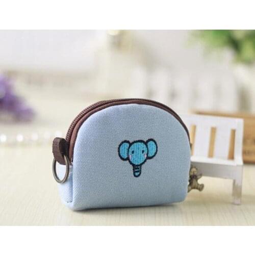 Cartoon Coin Purse For Women Cute Bird Elephant Printing Linen Cloth Purse Women Girl Bag