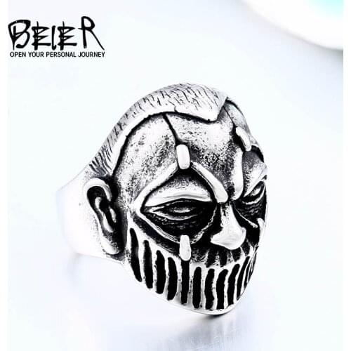 BEIER "Do not close your eyes" Biker Skull mens ring Vintage Jewelry for boys gift Dropshipping Hot sell 2018 BR8-562