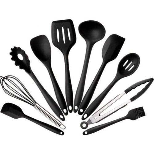 10pcs Silicone Cooking Utensils Set Non-stick Spatula Spoon Oil Brush Heat-Resistant Dinnerware Kitchenware Set Kitchen Tools